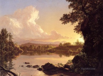 Paisajes Painting - Escena en el paisaje de Catskill Creek en Nueva York Río Hudson Paisaje de la iglesia de Frederic Edwin